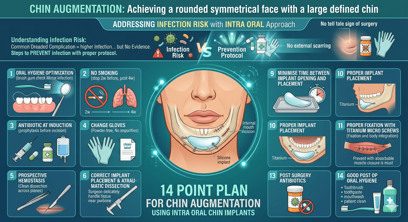14 Point Plan for Chin Augmentation using Intra Oral Chin Implants