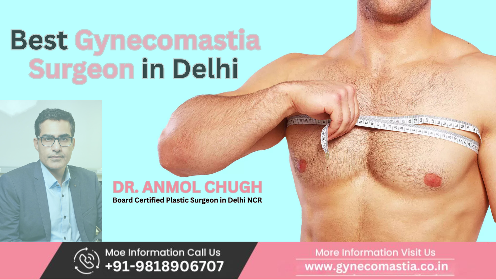 Top gynecomastia surgeons in Delhi performing male breast reduction surgery