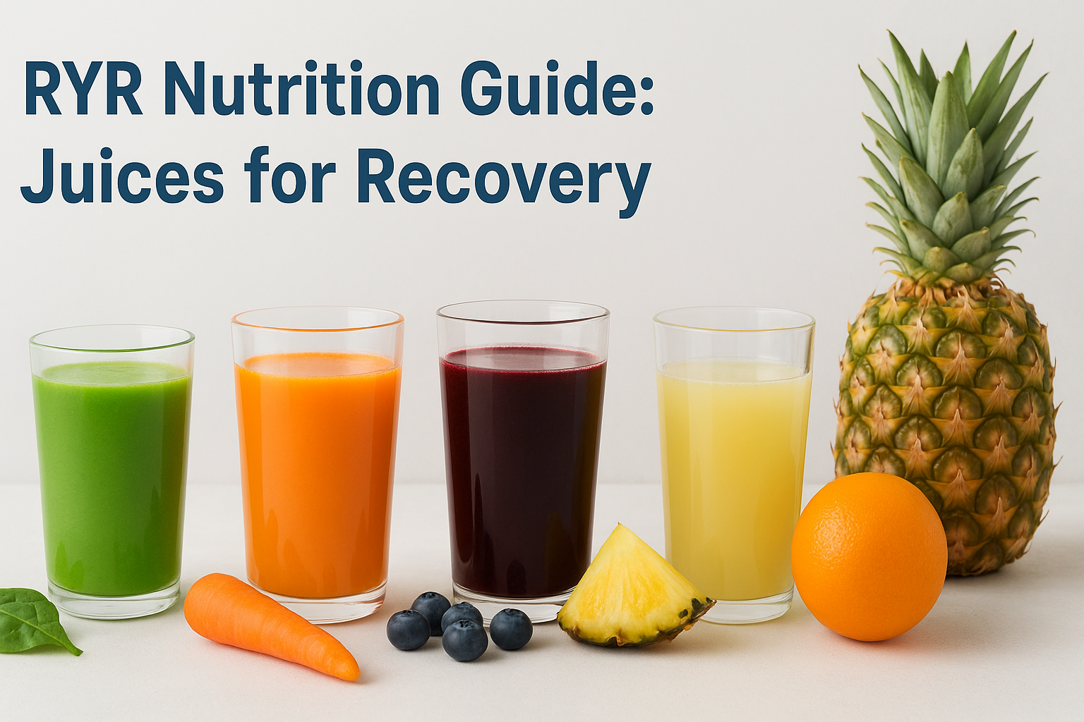 Fresh recovery juices and fruits, RYR Nutrition Guide for post-surgery healing and hydration
