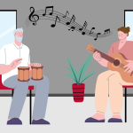 Patient listening to calming music after surgery promoting faster recovery and relaxation Patient listening to calming music after surgery – promoting faster recovery and relaxation