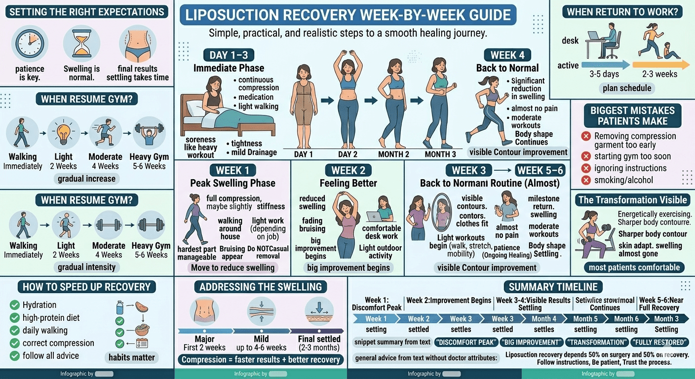 Week-by-week liposuction recovery guide and healing timeline