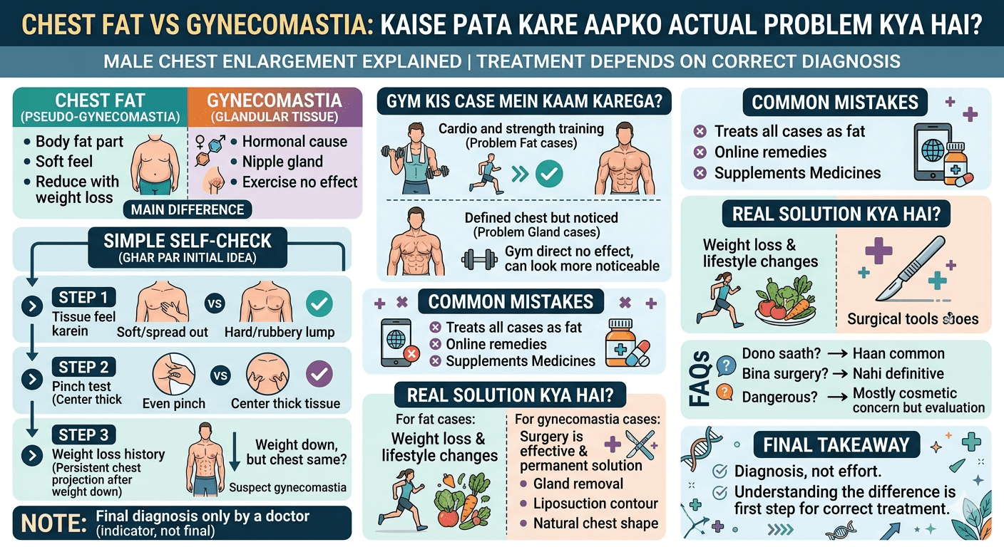 Chest fat aur gynecomastia ke beech difference samjhate hue
