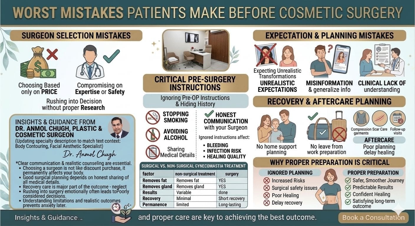 Common mistakes patients make before cosmetic surgery procedures
