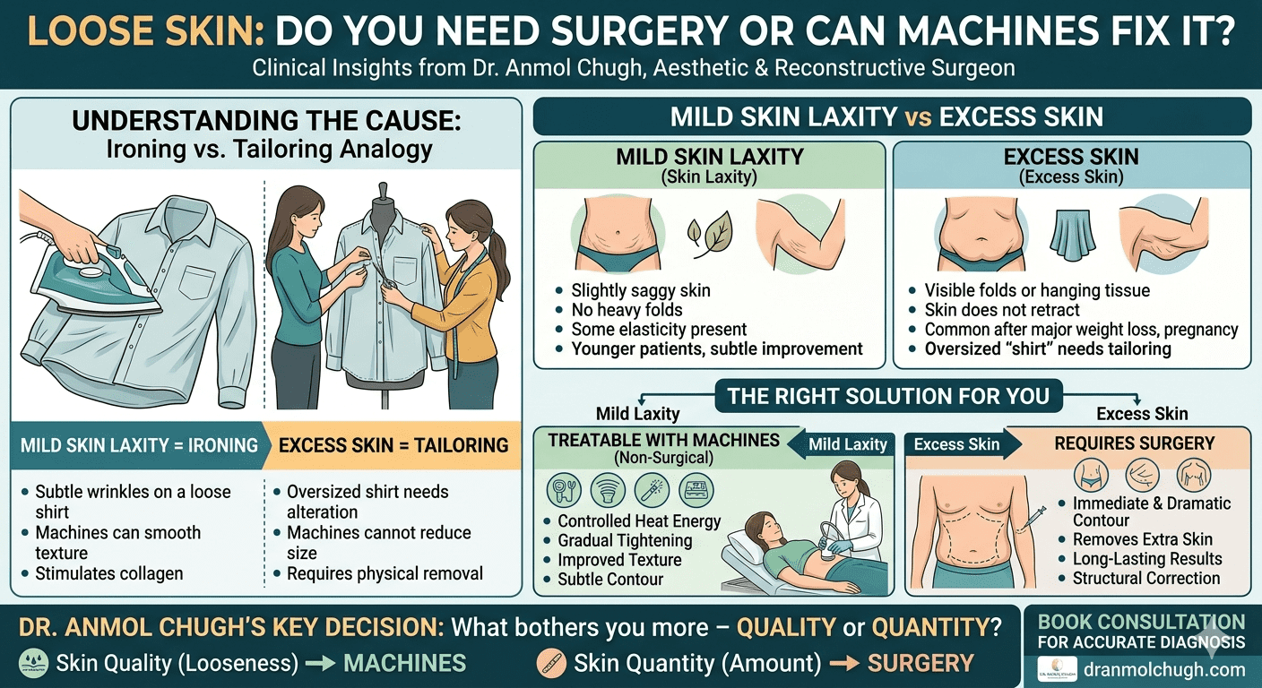 Loose skin treatment comparison between surgery and machines