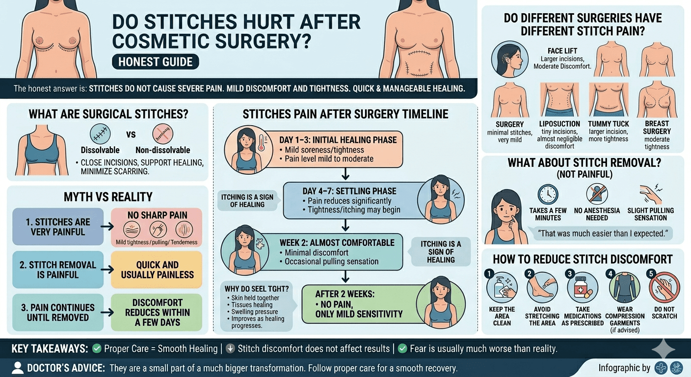 Pain and healing experience of stitches after cosmetic surgery