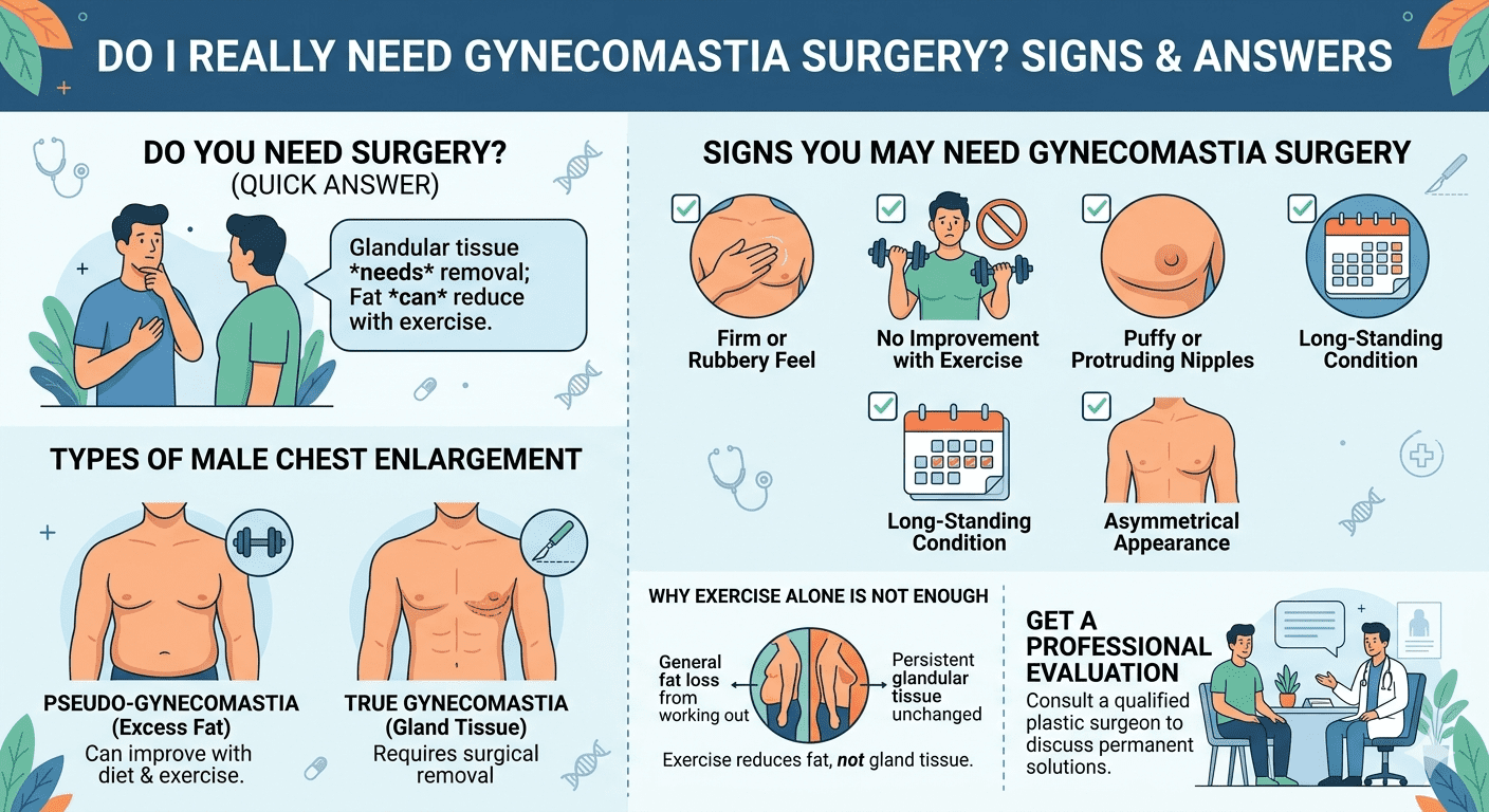 Signs indicating the need for gynecomastia surgery in men