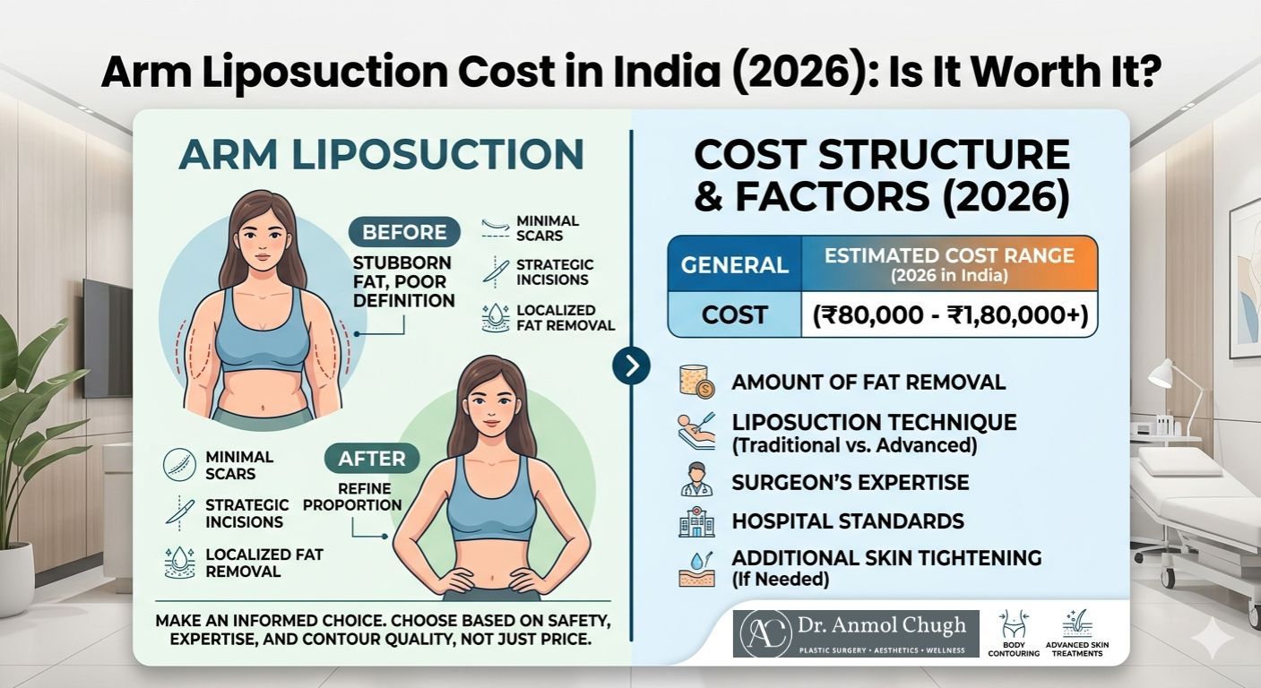 Arm liposuction cost in India with slimmer arm contouring results