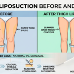 Before and after results of thigh liposuction for slimmer legs