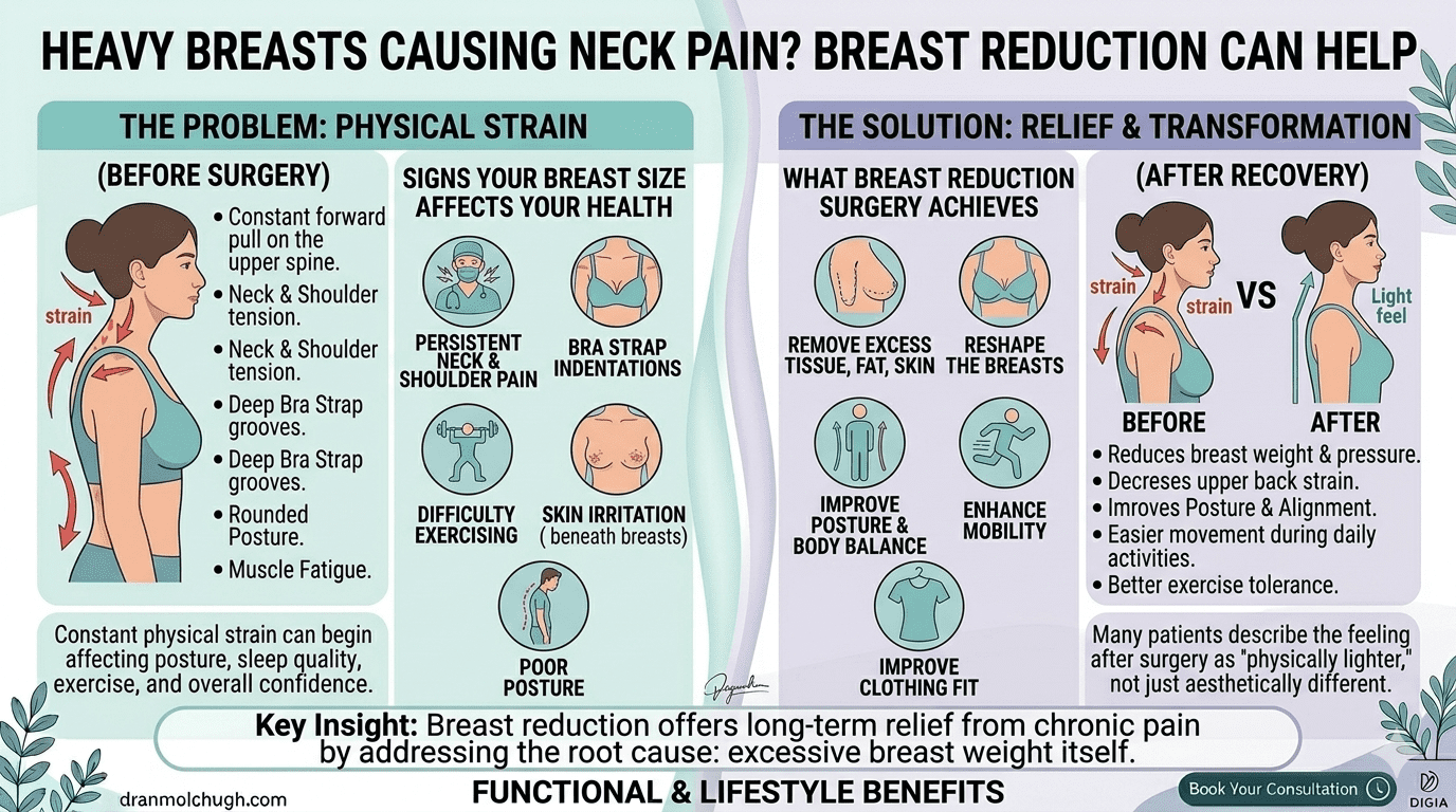 Breast reduction surgery helping relieve neck pain caused by heavy breasts