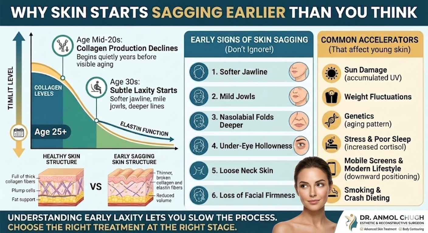 Early signs and causes of skin sagging and collagen loss