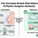Plastic surgeon explaining natural breast size increase methods and myths