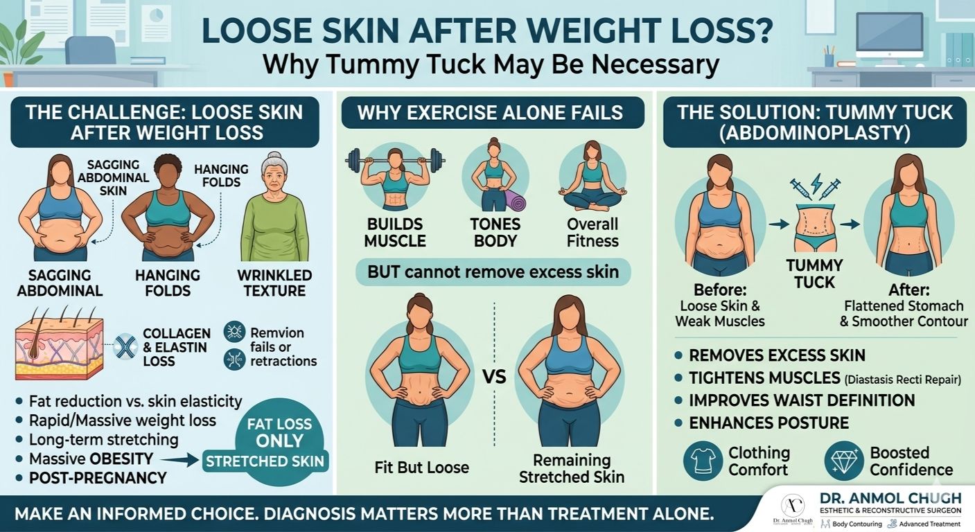 Tummy tuck surgery for loose skin after major weight loss