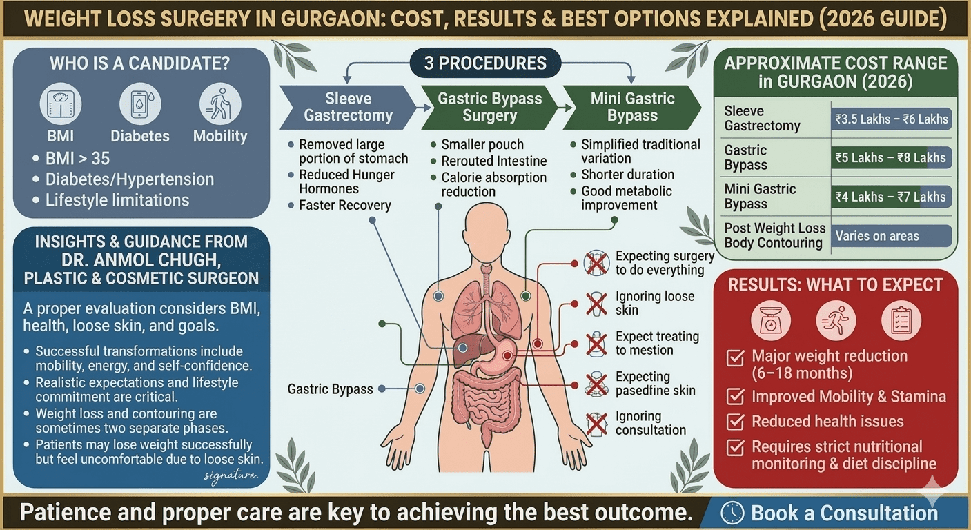 Weight loss surgery options in Gurgaon with cost and results guide