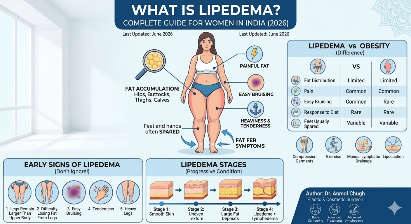 Complete guide explaining lipedema symptoms, causes, and treatment options for women in India