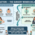 Woman experiencing relief and improved comfort after breast reduction surgery
